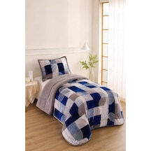 Ahenk Desenli Peluş Tek Kişilik Comforter Set Çok Renkli