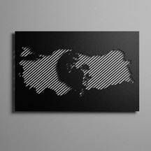 Atatürk Ve Türkiye Haritası Metal Tablo Siyah
