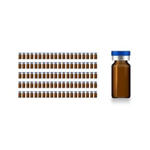 Borox Kapaklı Tıpalı Amber Cam Şişe 10ml - Crimp Vial Nd20 - Dibi Düz - Mavi Kapaklı - 100 Adet Toptan