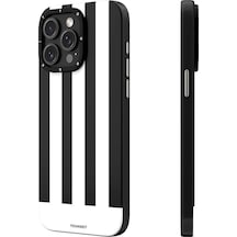 İphone 15 Pro Max Uyumlu Kılıf Magsafe Şarj Özellikli Youngkit Striped Piano Keys Serisi Kapak Siyah