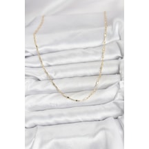 Cm 14k Gold Renk Pirinç Ataç Zincir 60 Cm Kadın Kolye Altın - Beyaz