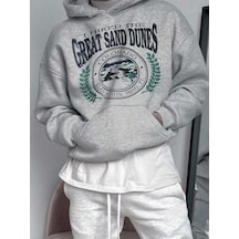 Unisex Kadın/erkek Harajuka Sokakt Yazılı Grafik Sweat Gri-17208 Gri