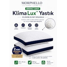 Morphello Klimalux Birinci Sınıf Klimalı Yastık 50x70 Cm 800 Gr Silikon Elyaf Dolgulu Nefes Alan Yan Spacer Makinede Yıkanabilir 2 Adet Beyaz-lacivert Spacer