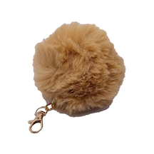 Bej Renk Peluş Ponpon Anahtarlık 976