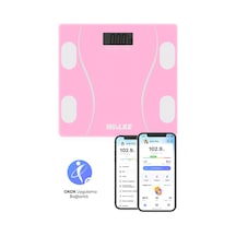 Walke Premium Seri Dijital Baskül Yağ Su Kas Vücut Kitle Endeksi Kilo Ölçer Tartı 30 30 Cm Pembe
