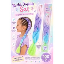 Premium Toz Pembe-mor-mavi-yeşil Ombreli Örgülük Saç 100gr