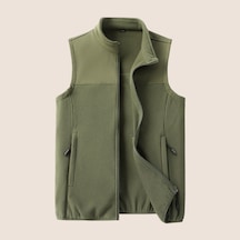 Yelek Erkekler Sonbahar Kış Sıcak Polar Yelek Yeşil