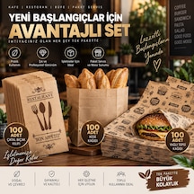 Avantajlı Kafe Restoran Sarf Malzeme Seti Kese Kağıdı, Yağlı Tepsi Kağıdı, Çatal Bıçak Kılıfı 300 Parça