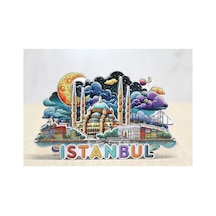 5 Adet Ahşap İstanbul Temalı Magnet İstanbul Motifli Buzdolabı Magneti, Hediyelik Fridge Magnet 11 X 9 Cm 1
