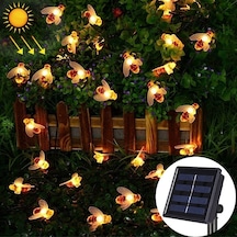 Sones 4.8m 20 Leds Arı Güneş Enerjili Sıcak Beyaz Su Geçirmez Açık Bahçe Dekoratif Dize Işık Peri Lambası 100ma / 1.2v Güneş Paneli