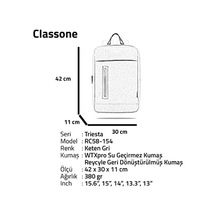Triesta Serisi, Rc58-154 Recycled Kumaş, 15.6 İnch Uyumlu, Laptop, Notebook Sırt Çantası, Gri 4296