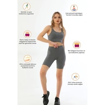 Yeni Sezon Konfor Modeli Yüksek Bel Toparlayıcı Sıkılaştırıcı Fitilli Dizüstü Tayt Ve Büstiyer Gri