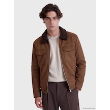 LC Waikiki Lc Waıkıkı Kahverengi Regular Fit Kürk Yaka Süet Erkek Mont
