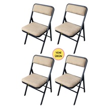 Hey 4'lü Katlanır Kamp Sandalyesi Piknik Sandalyesi Kahverengi