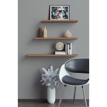 Yankı-BYEG 3lü 40 cm 50 cm 60 cm Safir Meşe Mdf Uçan Duvar Rafı Kitaplık