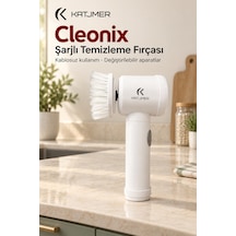 Cbcnx-001 Cleonix Usb Şarjlı Elektrikli Temizlik Fırçası, 5'i 1 Arada Başlık, Duvar Askılı - Beyaz