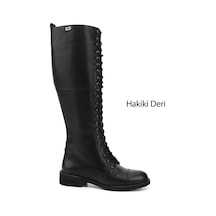 Gönderi(R) Kadın Siyah Fermuarlı Kauçuk Taban Hakiki Deri Postal Çizme Dkzc61364601 Siyah