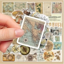 50'li Vintage Travel Map Stickers Set, Seyahat Sticker Seti Laptop Notebook Tablet Sticker Seti 1