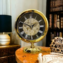 Gold Parlak Metal Ofis Salon Otel Masa Saati B10
