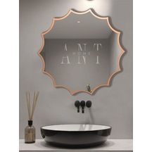 Güneş Asimetrik Ayna, Duvar Aynası, Konsol Aynası, Holl Aynası 60 X 60 Bronz