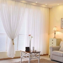 Ekru Düz Tül Perde Grek Etek Kurşunlu Sık Pile 1'e 3 Pile-ekru Ekru