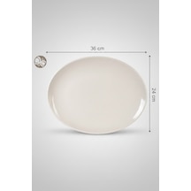 6'lı Ellips Oval Kayık Tabak 36cm Krem Rinart