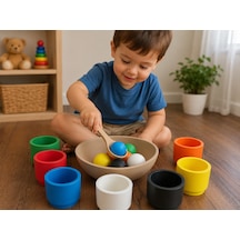 3d Baskı Renk Eşleştirme Ve Top Yakalama Oyunu - Montessori Eğitici Motor Beceri Oyuncağı