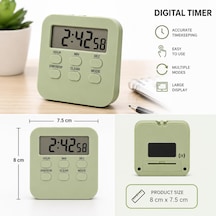 Yeşil Öğrenci Masaüstü Dijital Timer Alarmlı Geri Sayım, Kronometre Ve Saat Modu Büyük Lcd Ekran Manyetik Zamanlayıcı-dol288