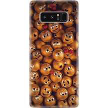 Samsung Uyumlu Galaxy Note 8 Kılıf Silikon Desenli Gold Emoji 1877