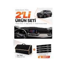 Chery Tiggo 8 Pro 2018-2024 Uyumlu Torpido Örtüsü + Tay Tüyü Bagaj Çantası + Sticker - Siyah Bej