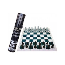 Okul Tipi Satranç Takımı Seti Rulo Çantalı Büyük Boy Taşlı Katlanabilir Santranç