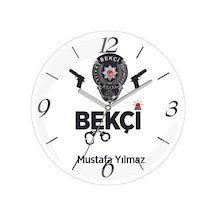 Kişiye Özel Bekçi Çap 30 Bombeli Gerçek Cam Duvar Saati Siyah