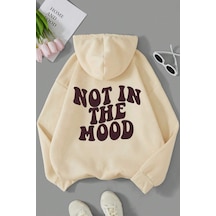 Havamda Değilim Baskılı Oversize Sweatshirt Bej