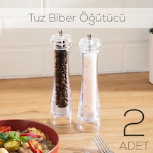 Porsima 5915366 Baharat Öğütücü 2li Set Değirmen Baharat Değirmeni El Değirmeni Tuz Karabiber Öğütücü Baharatlık Şeffaf