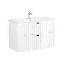 69457 VitrA Root Groove Çift Çekmeceli Lavabo Dolabı, 100 Cm, Mat Beyaz Yuvarlak Lavabo Dahil Diğer