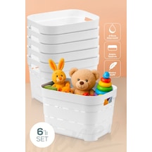 Vienev 6'lı 5 Litre Delikli Saklama Kutusu Beyaz Beyaz