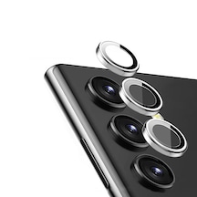 Samsung Galaxy S23 Kamera Lens Koruyucu Halka Set Gümüş AL8114