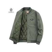 Erkek Kalınlaştırılmış Pamuk Dolgulu Ceket, Sonbahar Ve Kış Stili, Düz Renk, Rahat Ve Sıcak Erkek Pamuk Dolgulu Ceket Yeşil
