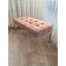Modern Dilim Puf Ayakucu Puf Gold Metal Ayak 100 45 Vizon
