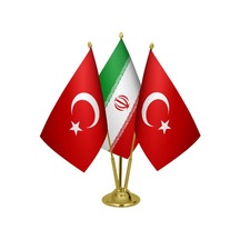 Masaüstü Direk İran Bayrağı Türk Bayrağı Üçlü Pirinç Bayrak