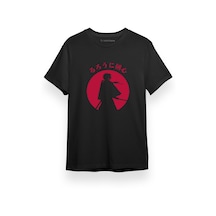 Rurouni Kenshin Silhouette Siyah Kısa Kol Erkek Tshirt 001