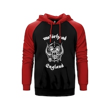 Motörhead England Kırmızı Renk Reglan Kol Kapşonlu Sweatshirt Kırmızı