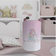 Mekta Home Bebek Ve Çocuk Odası Prenses Kız Ve Tatlı Kedi Desenli Oyuncak Sepeti Renkli Çok Renkli