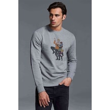 Anime Naruto Boku Dake Ga Inai Baskılı Gri Erkek Sweatshirt