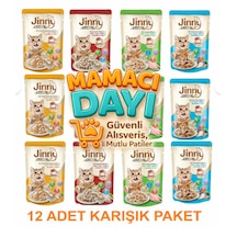 Jınny Karışık 12 Adet Kedi Yaş Mama Pouch