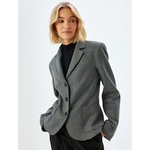Koton Blazer Ceket Kruvaze Ters Yaka Cepli Düğmeli Gri 5wak50094uw Gri
