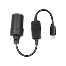 Neevoyu Sürücü Kaydedici İçin 5v'den 12v'ye 12w Güçlendirici Tipe-c'den Sigara Çakmaklı Anahtara Siyah Artırma Kablosu
