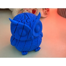 3d Baskı Hareketli Baykuş Figürü - Eklemli Flexi Oyuncak - Mavi