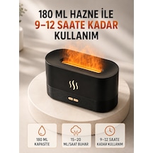 180 Ml Alev Efektli Aroma Difüzörü Ultrasonik Buharlı Aromaterapi Cihazı Çok Renkli