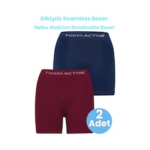 Uniquetrenders Erkek Dikişsiz/seamless Nefes Alabilen Boxer 2'li Set Lacivert - Bordo
